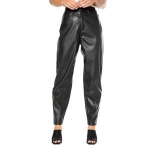 Juicy Couture High Rise Barrel Faux Vegan Leather Pants Black 20W